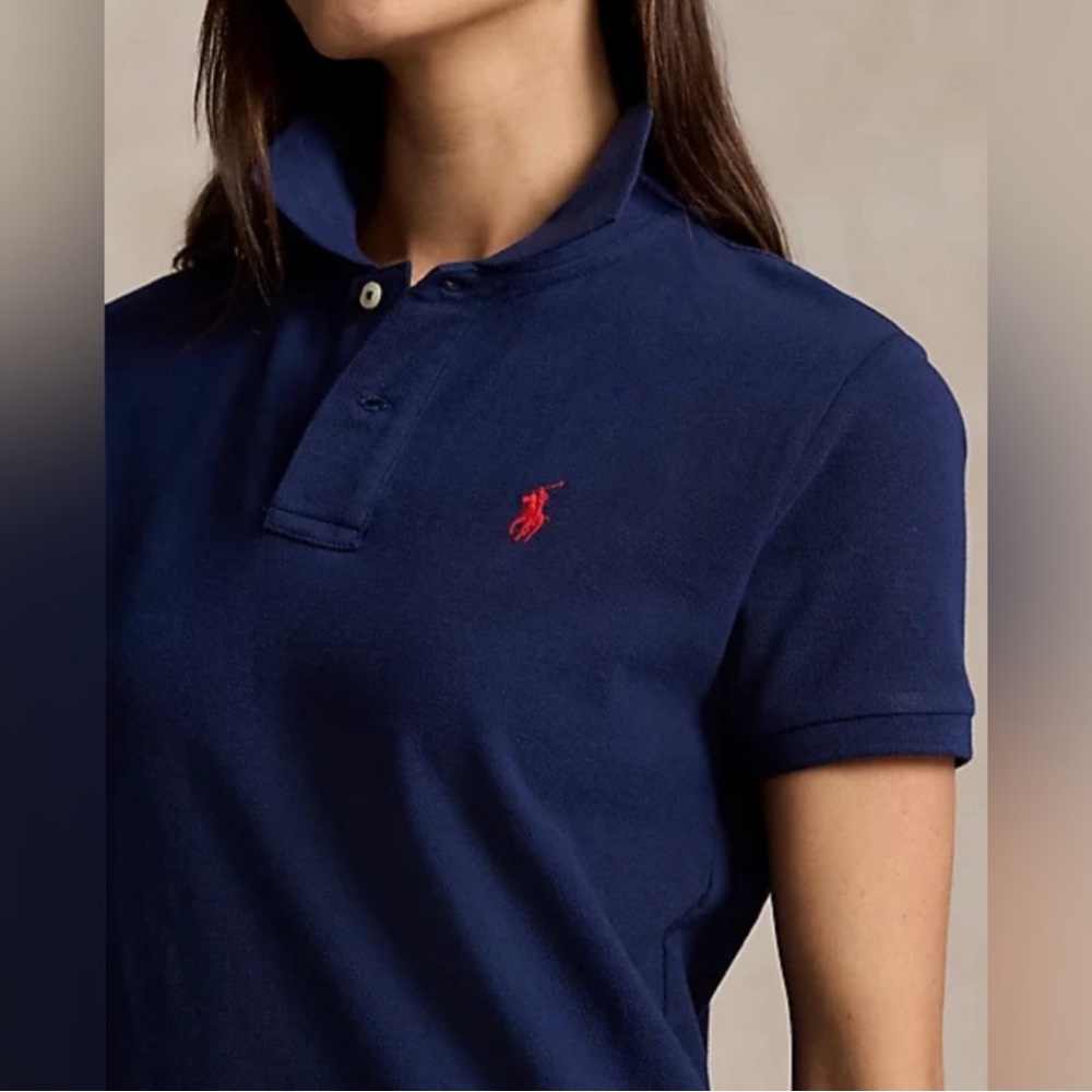 Ralph Lauren Dark Blue Cotton Mesh Polo Dress (Size Medium) - Picture 3 of 3